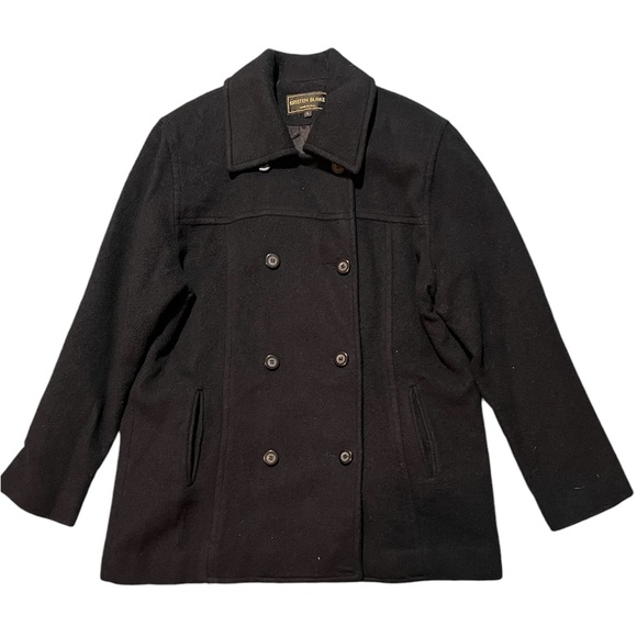 Kristen Blake vintage 100% wool black pea coat woman size large made in the us - Picture 1 of 5